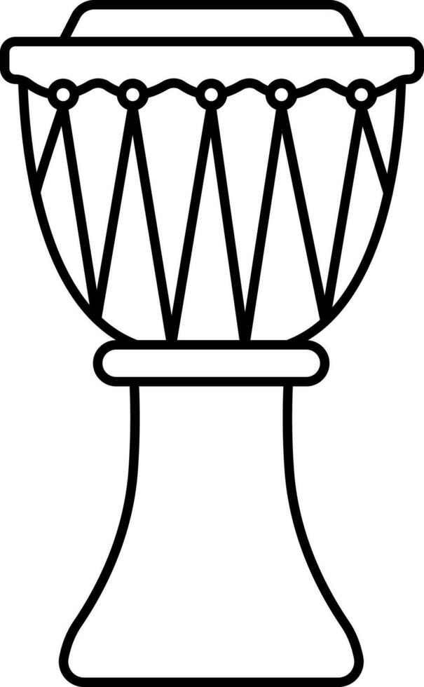 Isolated Djembe Drum Icon In Black Outline. vector