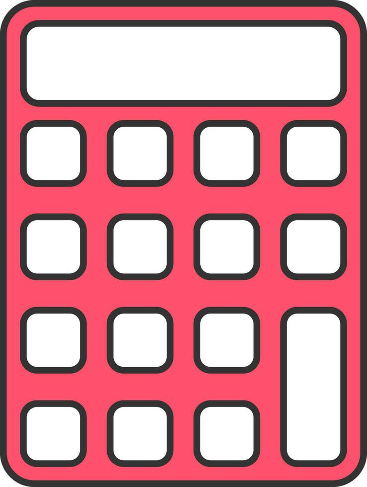 Flat Style Calculator Red And White Icon. vector