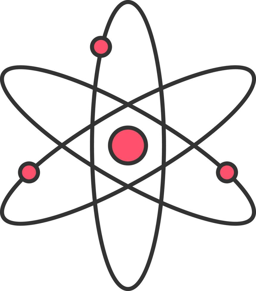 Red And Black Illustration Of Atomic Structure Icon. vector