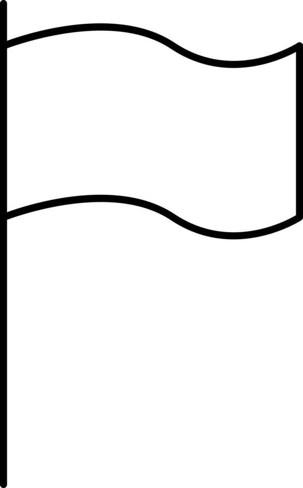 Blank Wavy Flag Icon In Black Linear. vector