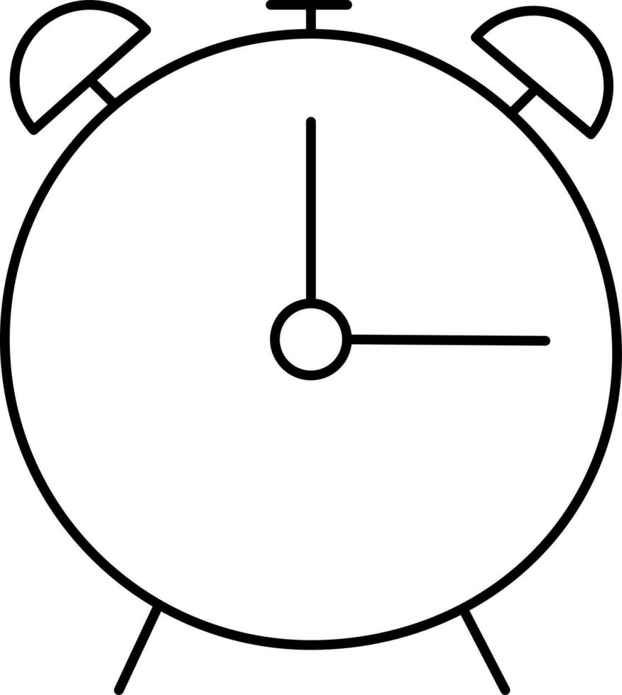 Black Linear Style Alarm Clock Icon. vector