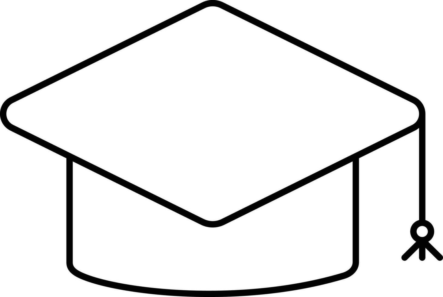 Illustration Of Graduation Cap Icon In Black Line Art. vector