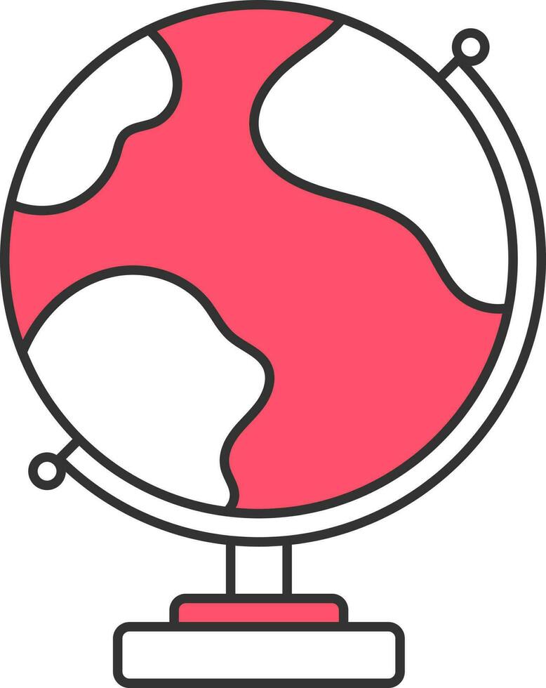 Red And White Earth Globe Stand Flat Icon. vector