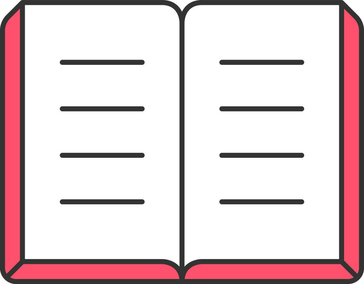 Open Book Flat Icon In Red And White Color. vector