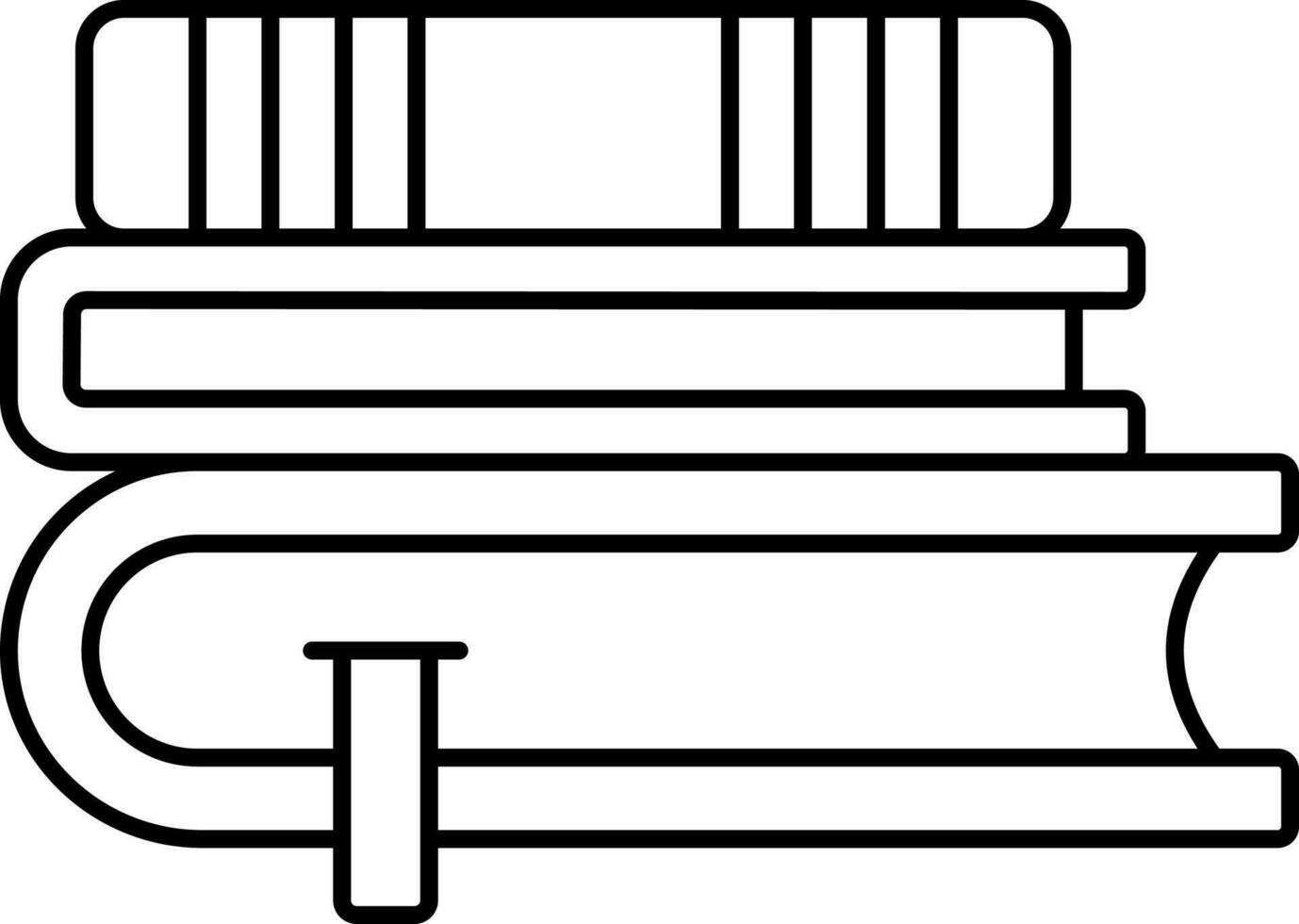 Black Outline Illustration Of Stack Book Icon. vector