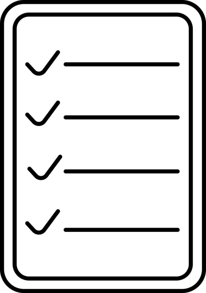 Isolated Checklist Paper Icon In Line Art. vector