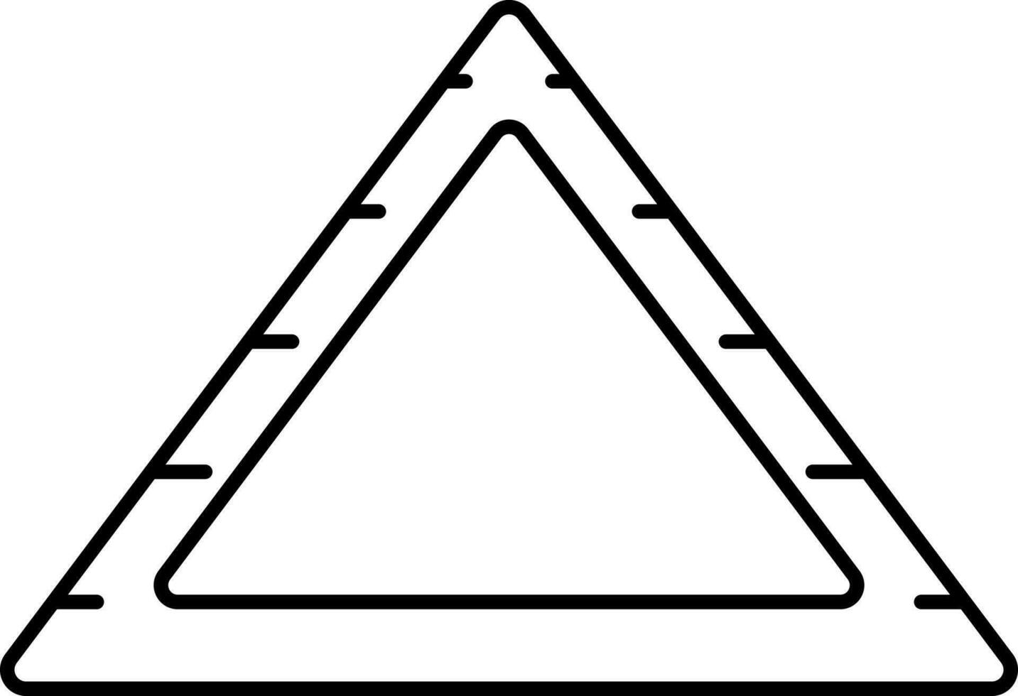 Black Outline Illustration Of Triangle Ruler Scale Icon. vector