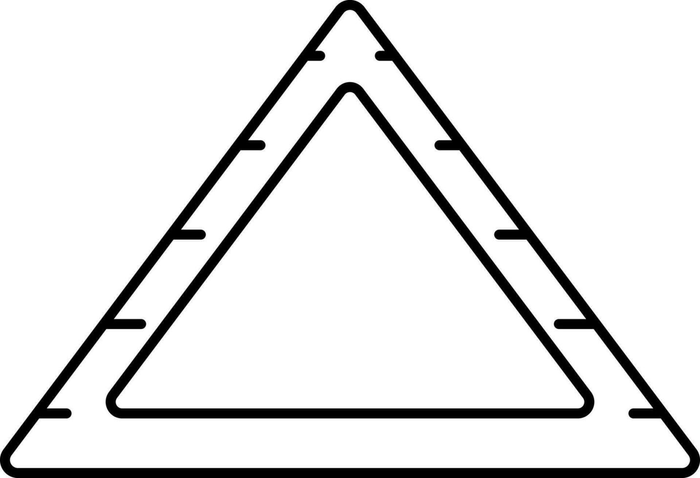 Black Outline Illustration Of Triangle Ruler Scale Icon. vector