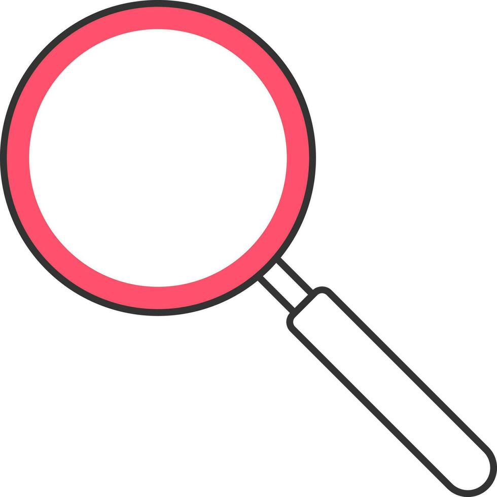 Flat Magnifying Glass Red And White Icon. vector