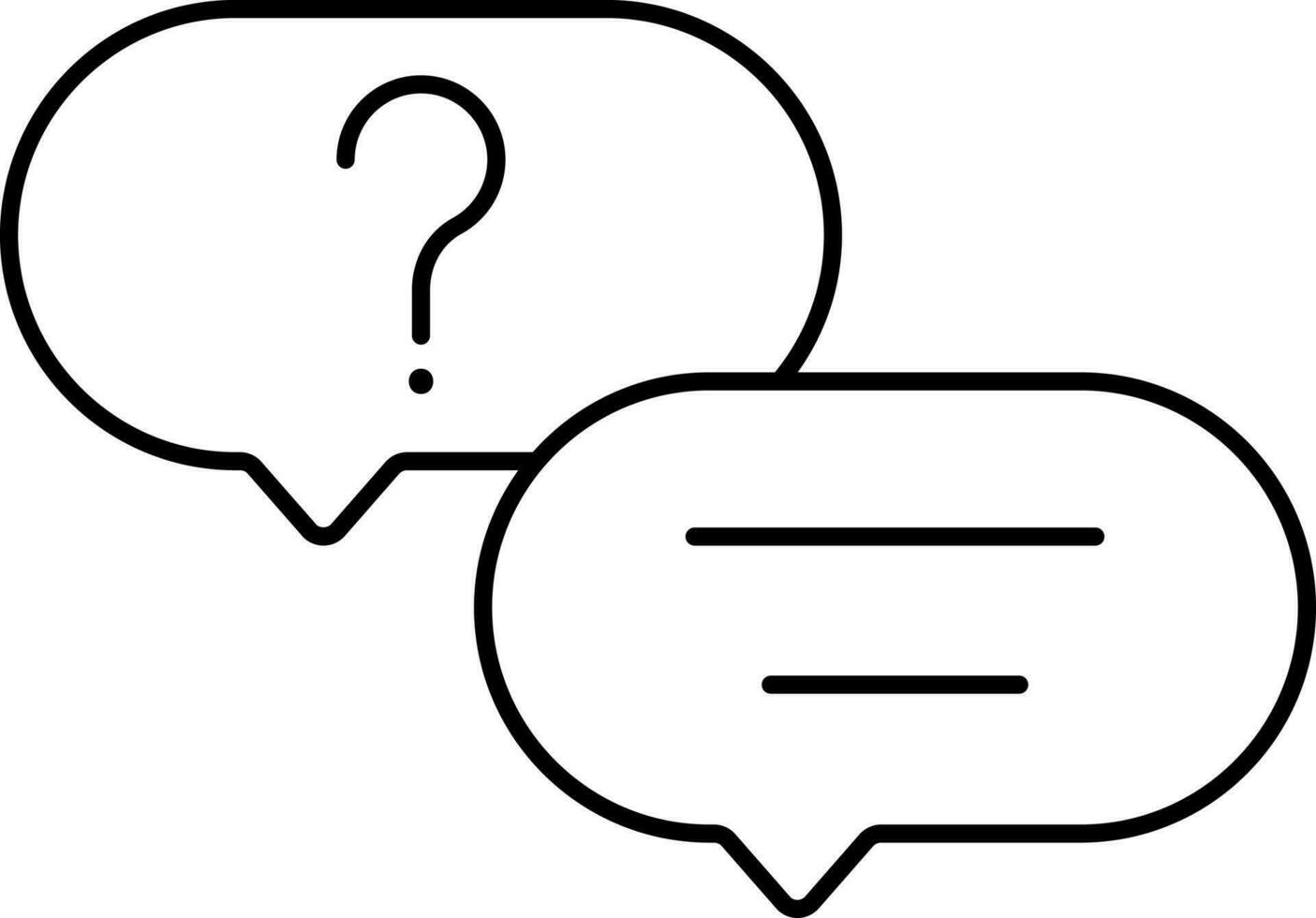 Question Bubble Icon In Black Line Art. vector
