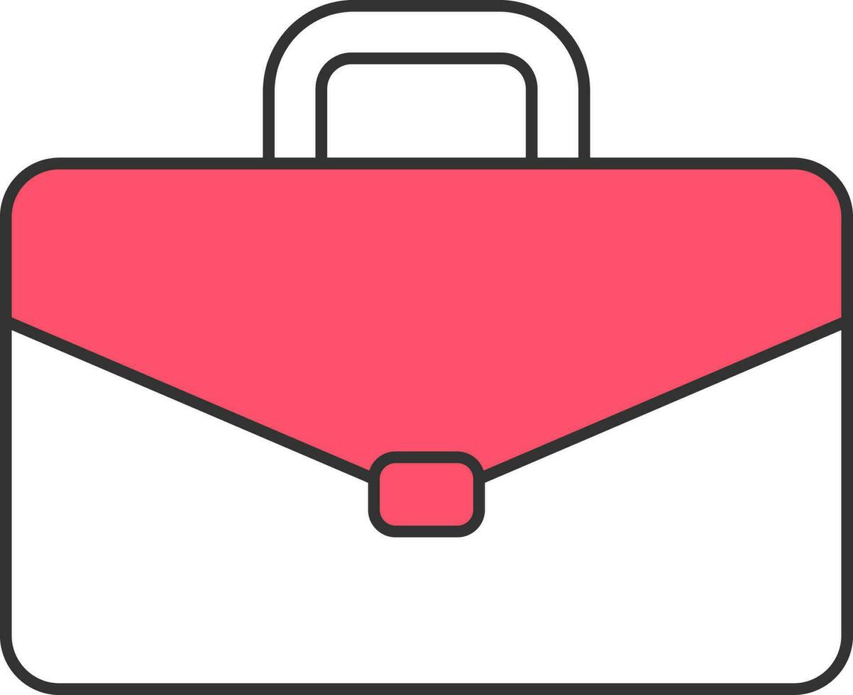 Red And White Office Bag Icon In Flat Style. vector