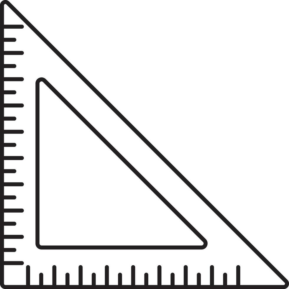 Black Linear Style Triangle Protractor Flat Icon. vector