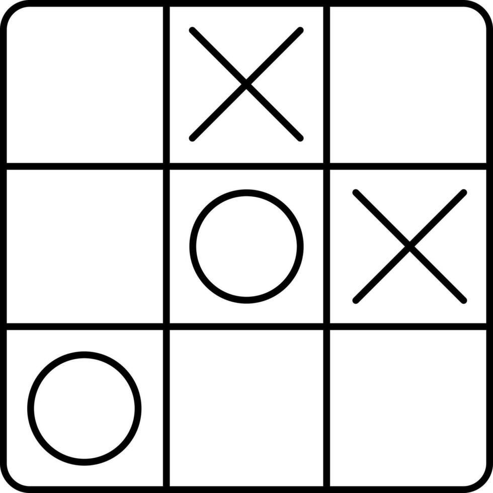 Black Stroke Illustration Of Tic-Tac -Toe Icon. vector
