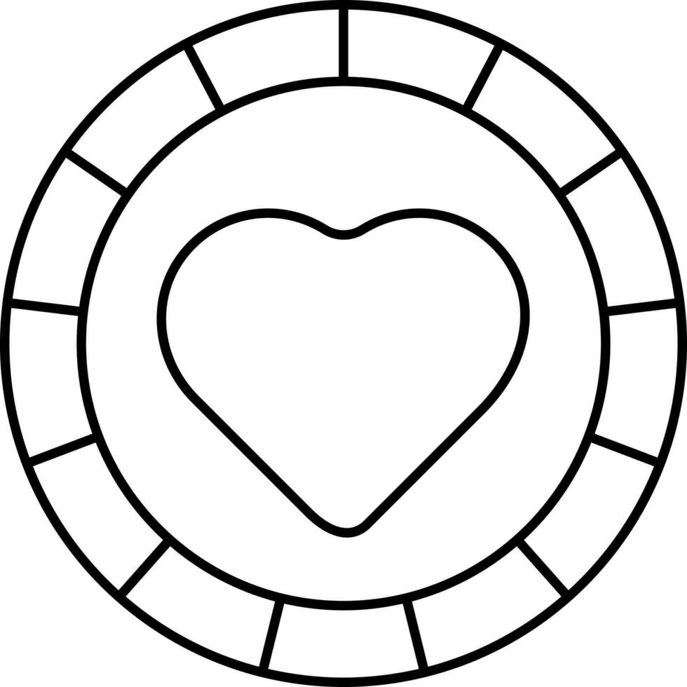 aislado corazón moneda icono en negro describir. vector