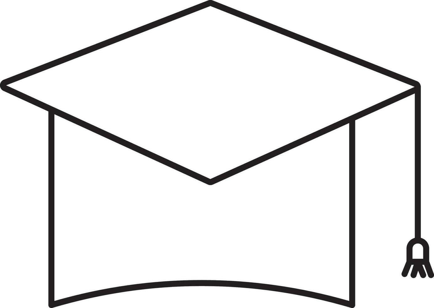 Isolated Graduation Cap Icon In Black Line Art. vector