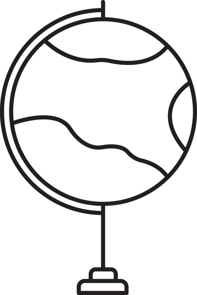 Illustration Of Earth Globe Stand Black Stroke Icon. vector