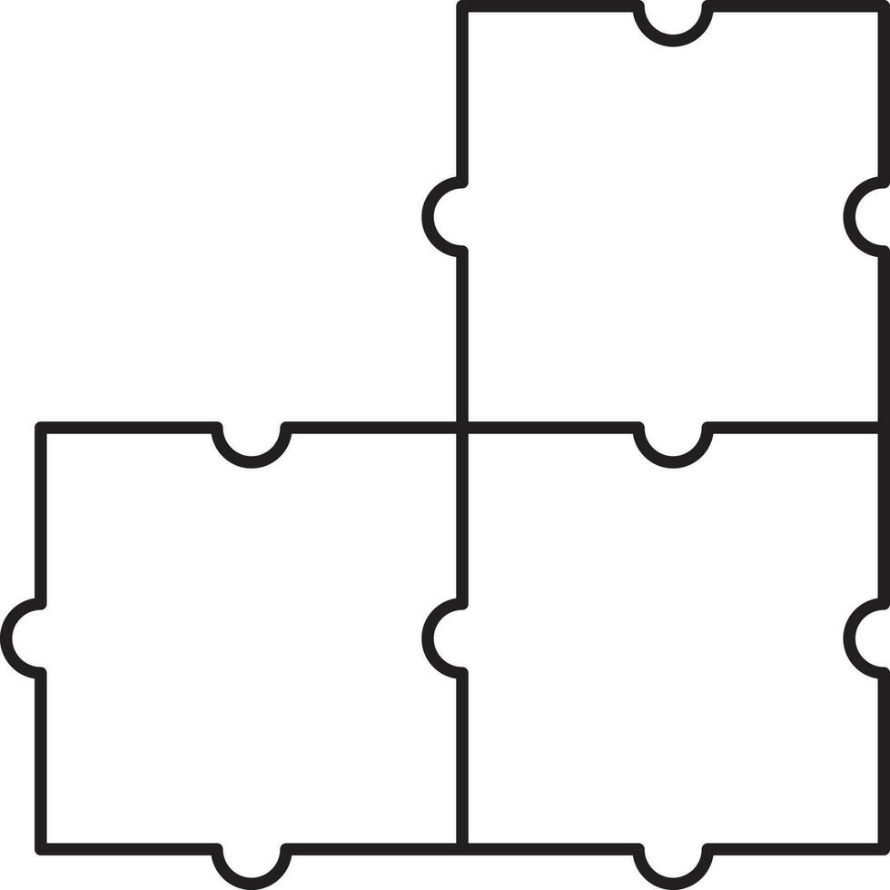 Black Outline Illustration Of Puzzle Icon. vector