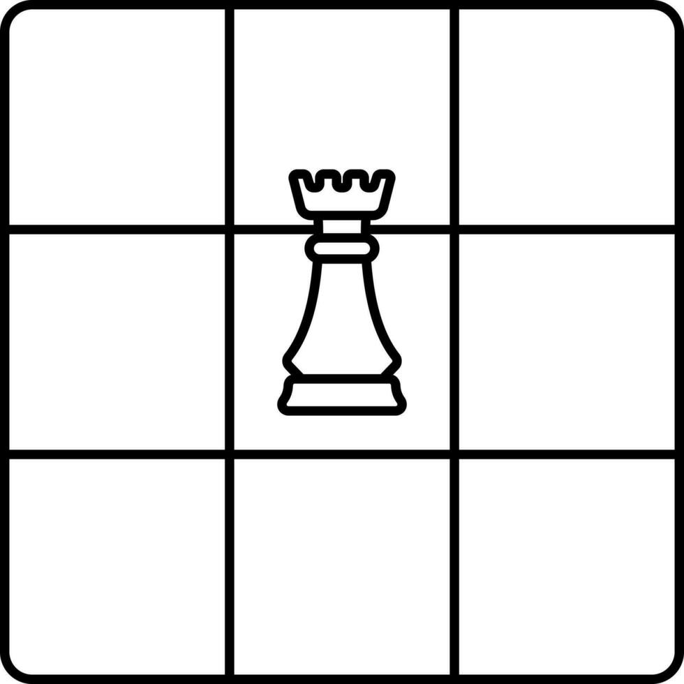 Rook On Chessboard Black Outline Icon. vector