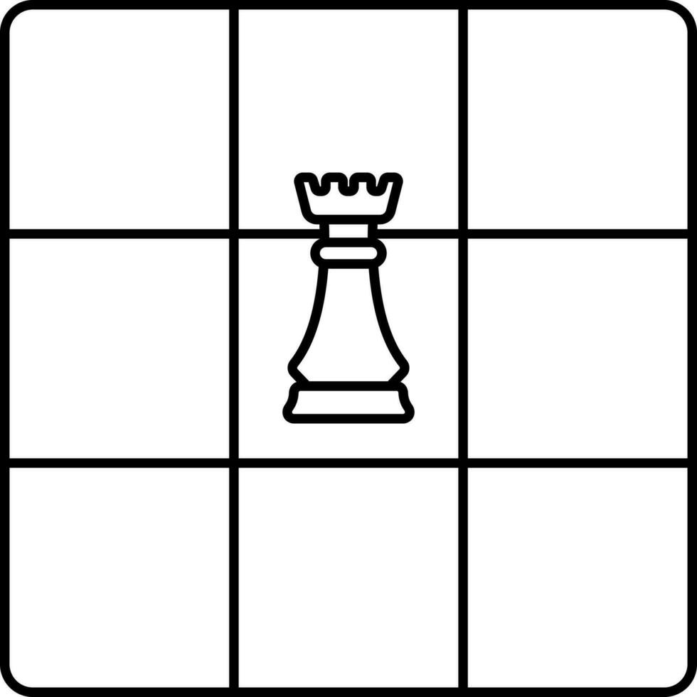 Rook On Chessboard Black Outline Icon. vector