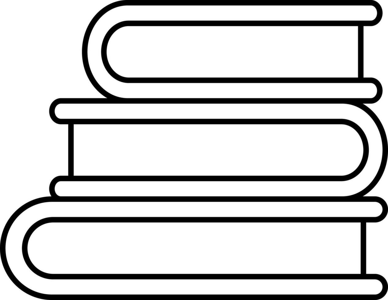 Black Outline Illustration Of Book Stack Icon. vector