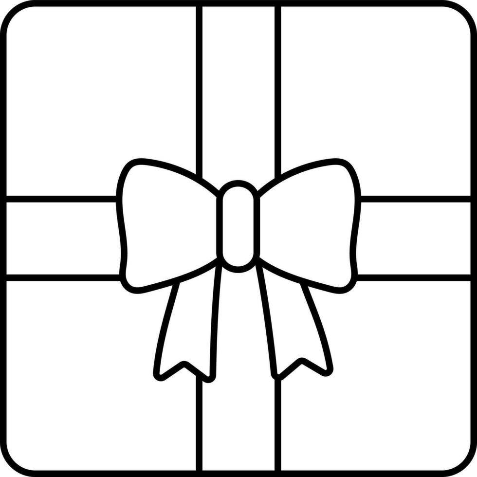 Top View Of Gift Box Black Line Art Icon. vector