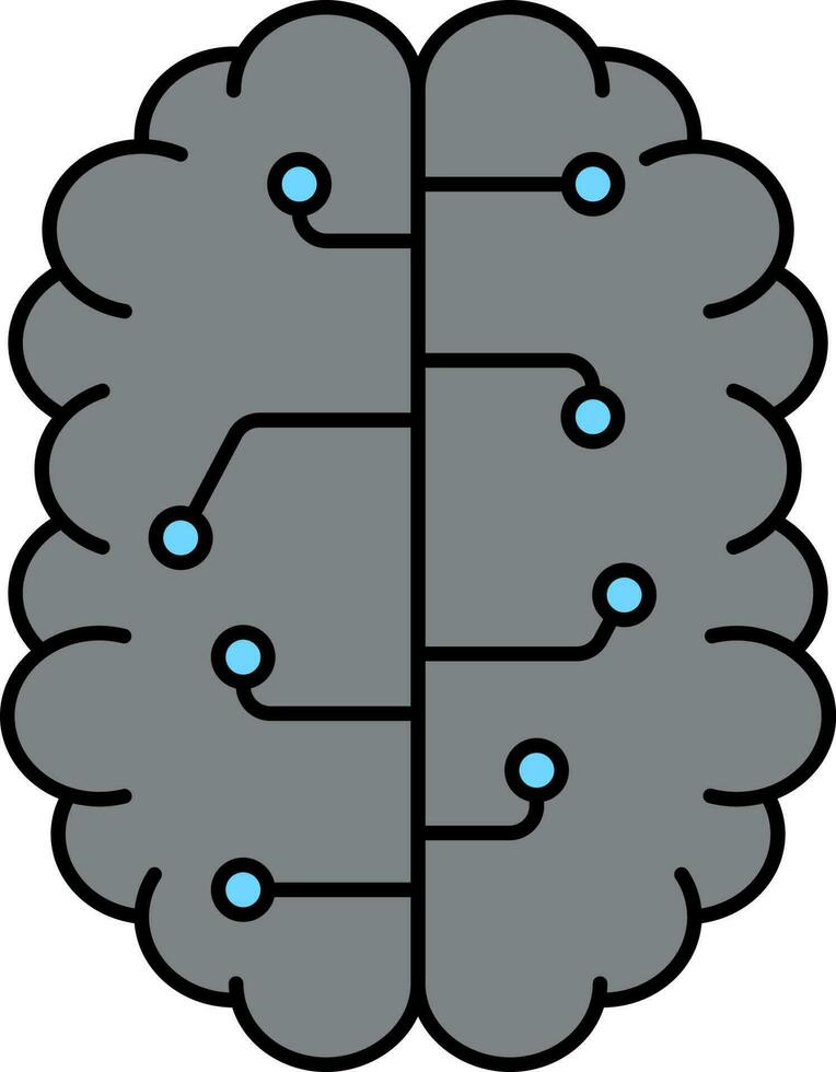 gris y azul artificial cerebro icono o símbolo. vector