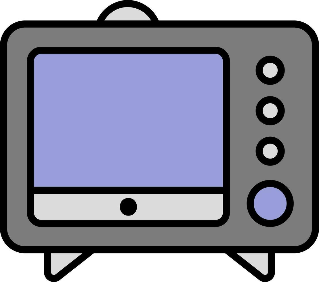 Grey And Purple Television Flat Icon. vector