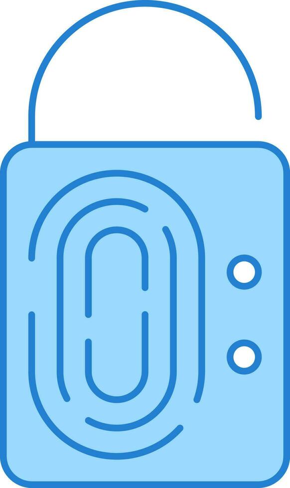 Open Fingerprint Padlock Flat Icon In Blue Color. vector
