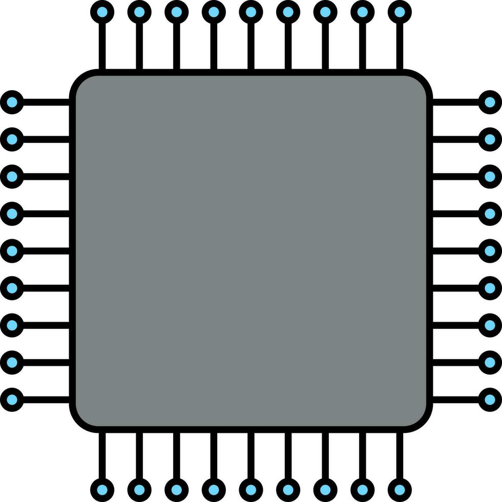 Isolated Circuit Chip Icon In Grey Color. vector