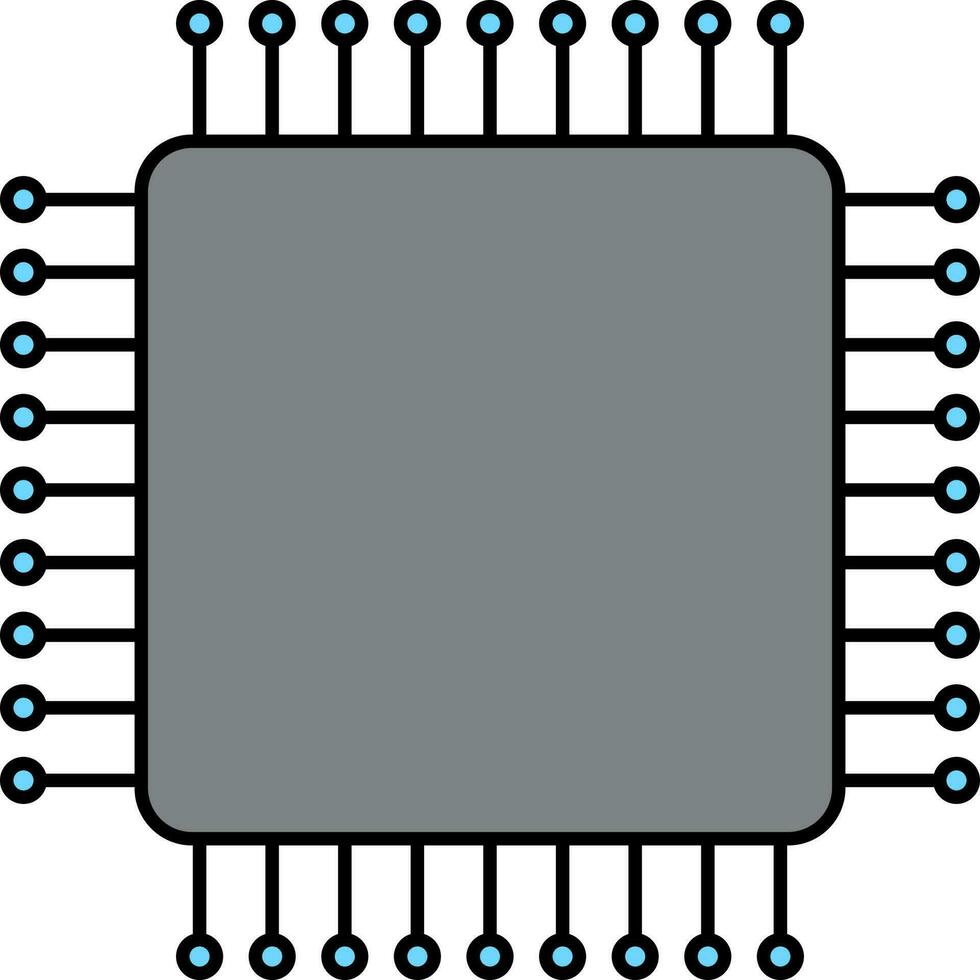 aislado circuito chip icono en gris color. vector