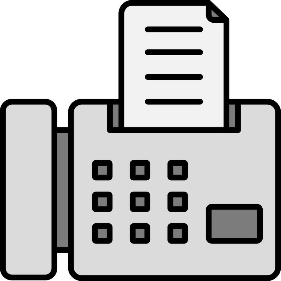 Grey Telephone Fax Machine With Paper Icon In Flat Style. vector