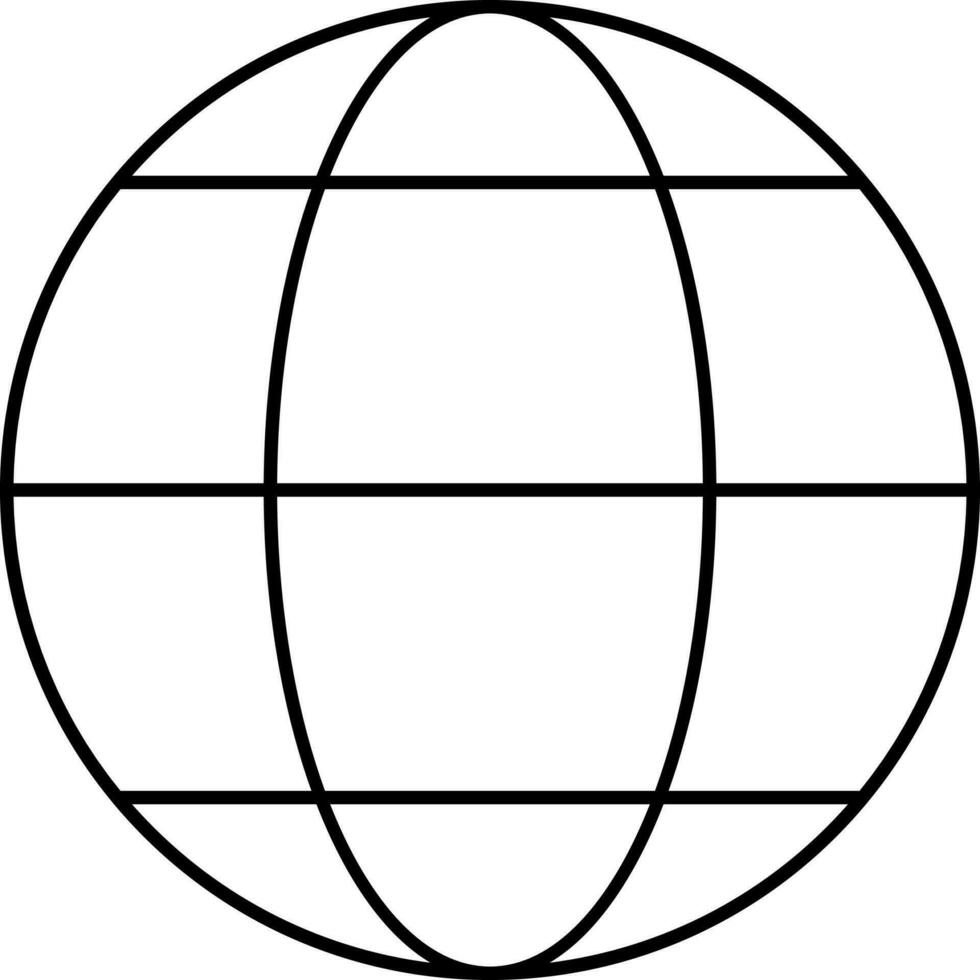 Black Line Art Globe Icon or Symbol. vector
