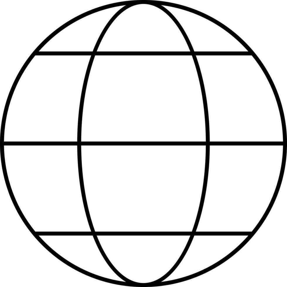 Black Line Art Globe Icon or Symbol. vector