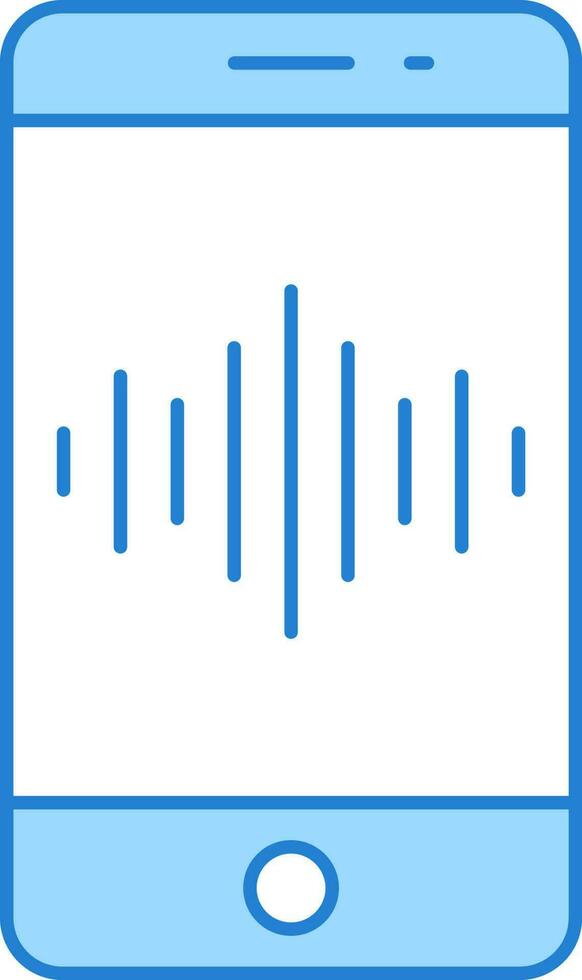 Sound Wave In Smart Phone Screen Blue And White Icon. vector