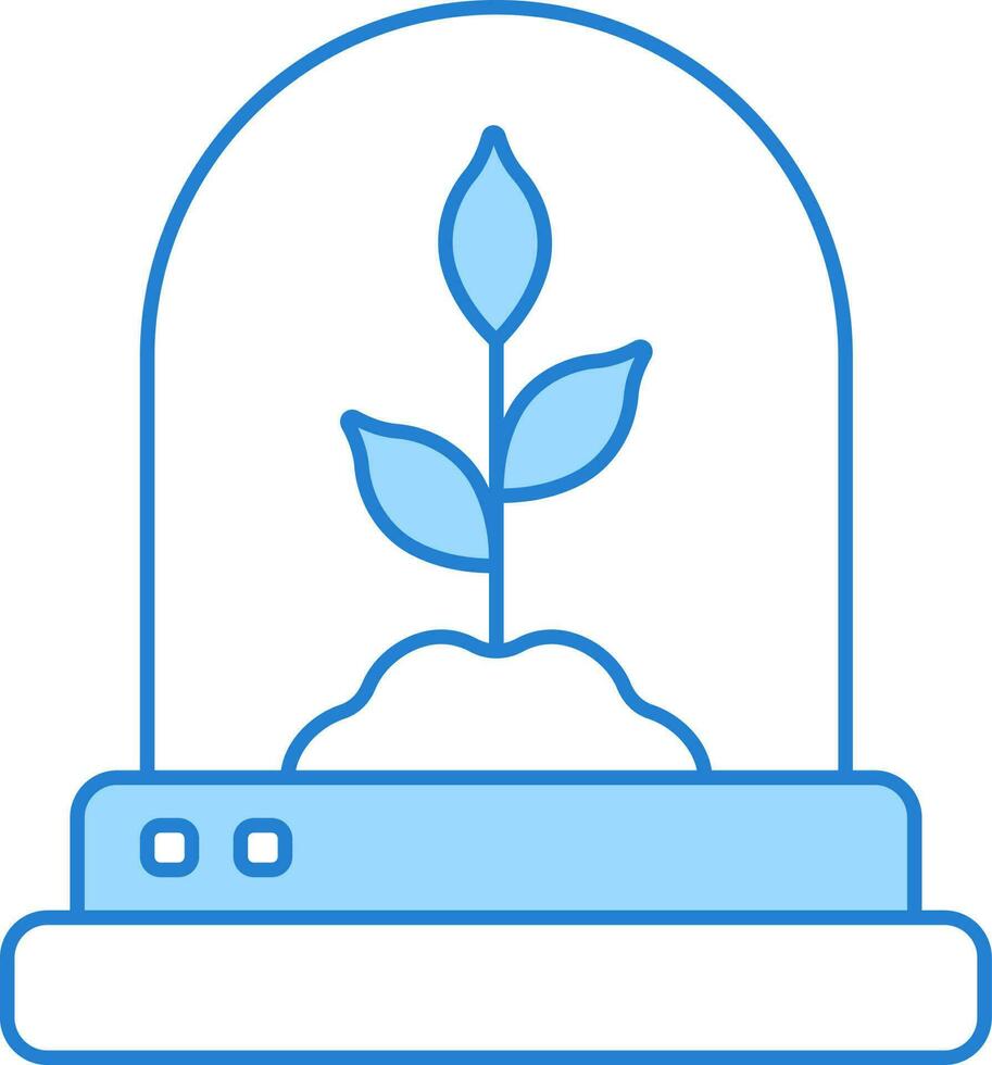 Glass Cover Plant Vase For Artificial Blue And White Icon. vector