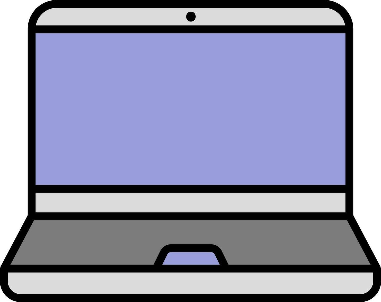 Flat Style Laptop Grey And Purple Icon. vector