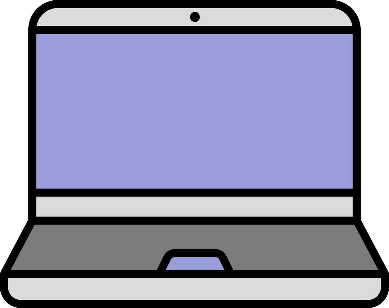 Flat Style Laptop Grey And Purple Icon. vector