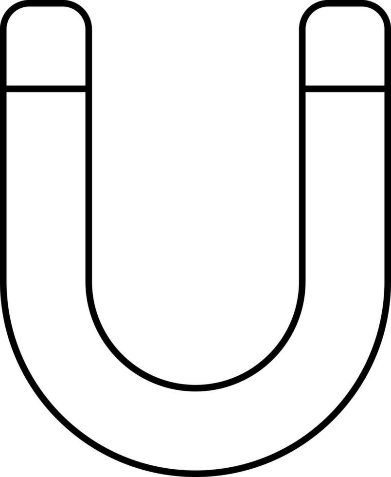 Black Outline Illustration Of Magnet Icon. vector