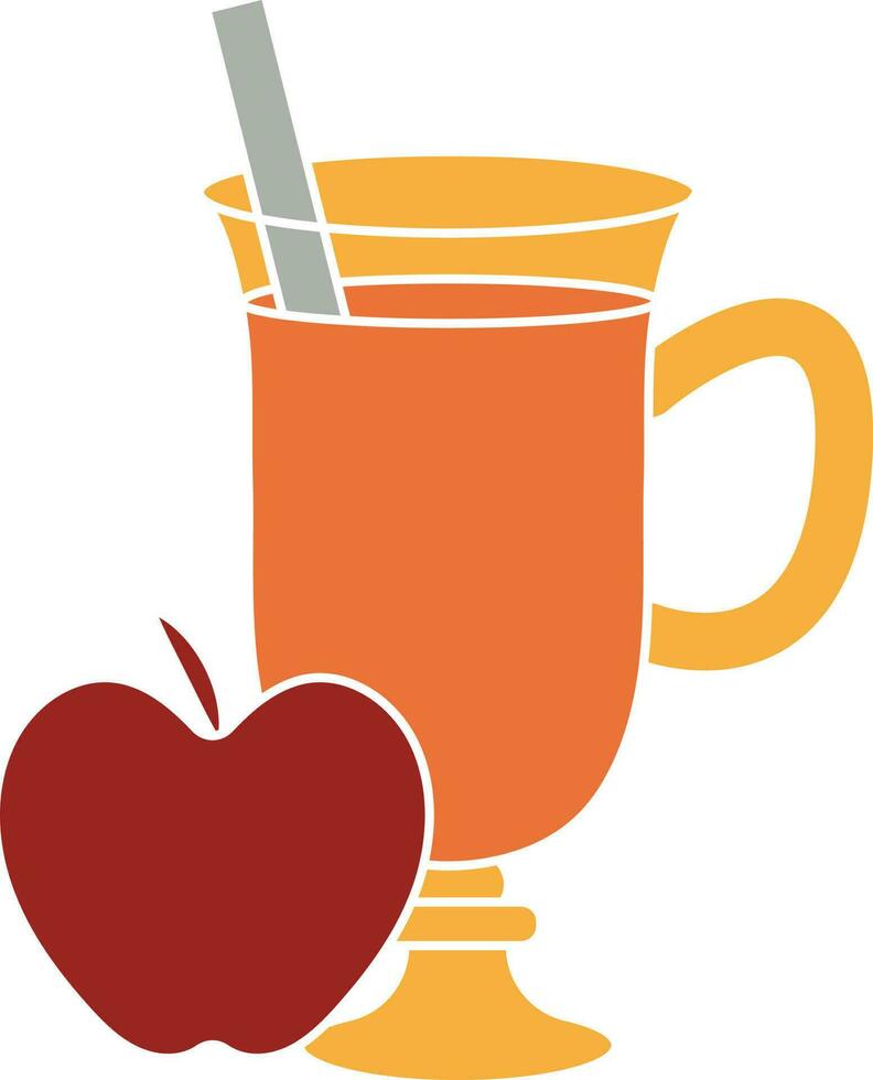 Isolated Apple Juice Glass Icon In Red And Yellow Color. vector