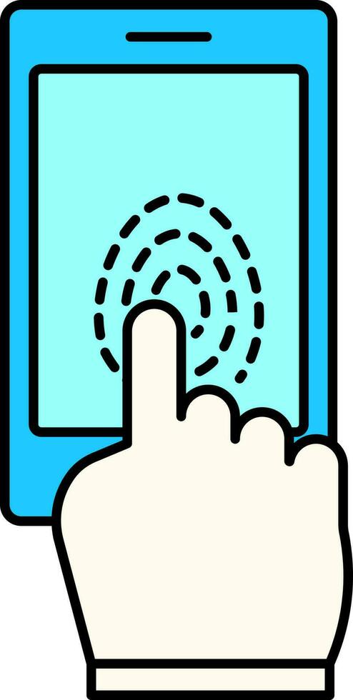 Finger Touch Smartphone Screen Blue And White Icon. vector