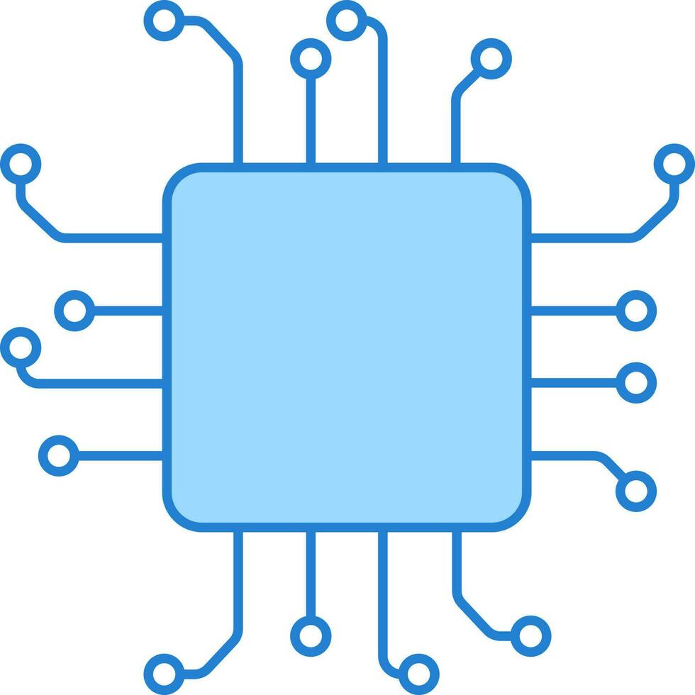 Isolated Blue Microchip Icon In Flat Style. vector
