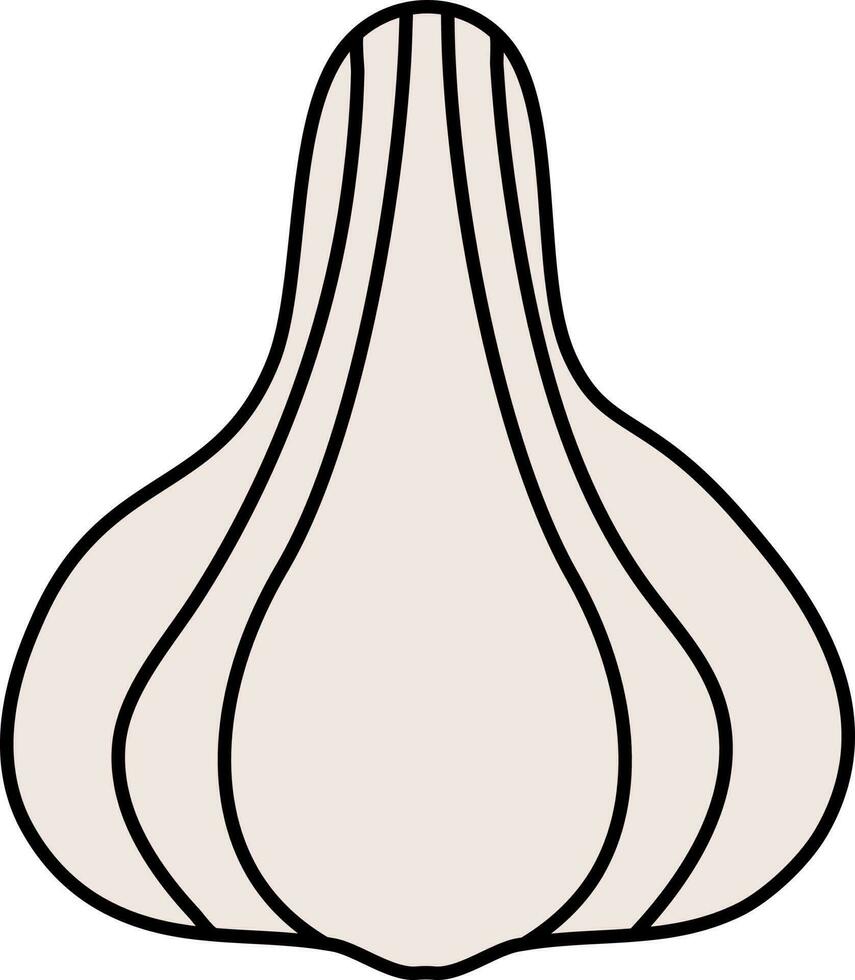 White Garlic Icon In Flat Style. vector