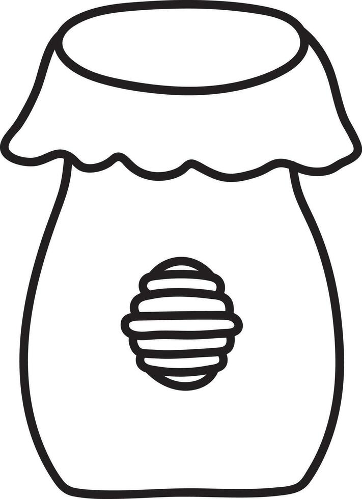 Honey Jar Cover With Cloth Black Linear Icon. vector