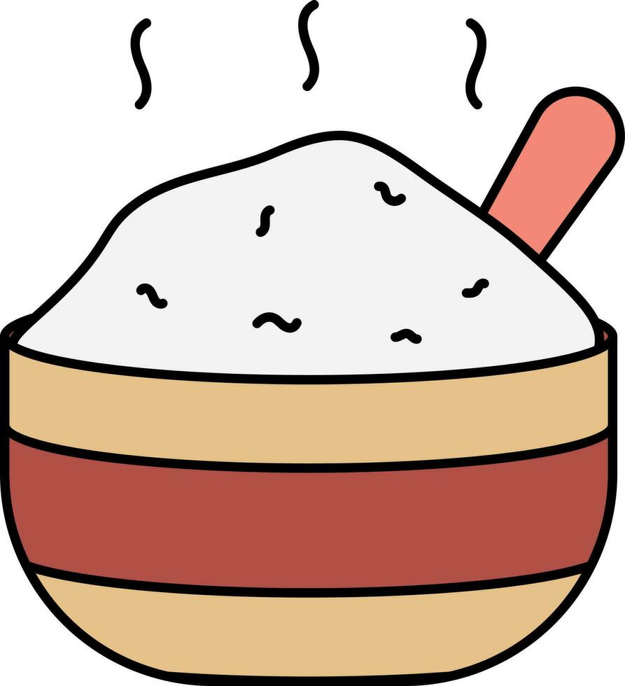 Hot Rice Bowl Brown And White Icon. vector