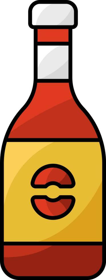 Red And Yellow Color Alcohol Bottle Flat Icon. vector