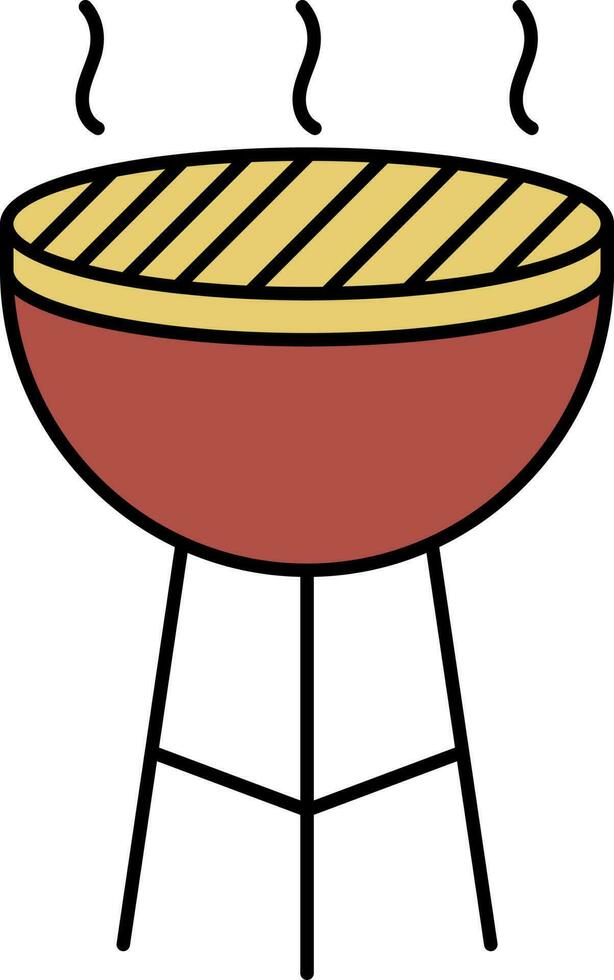 Hot Barbeque Kettle Yellow And Brown Color. vector