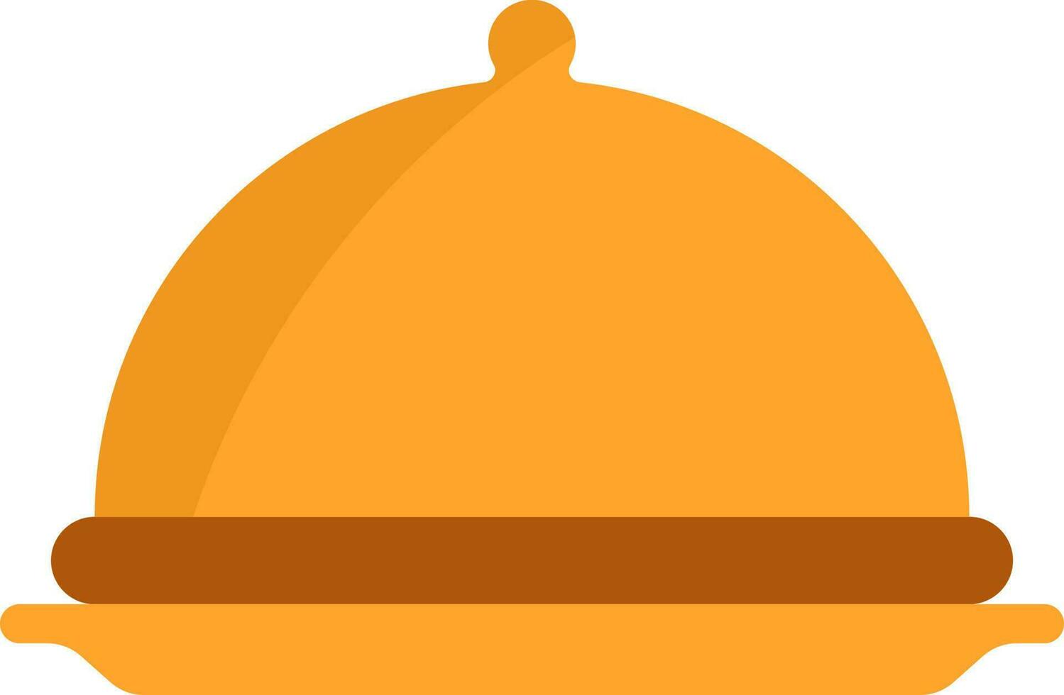 Flat Style Food Cloche Icon In Brown And Yellow Color. vector