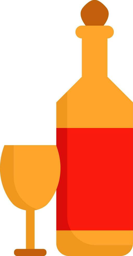 Red And Orange Alcohol Bottle Flat Icon. vector