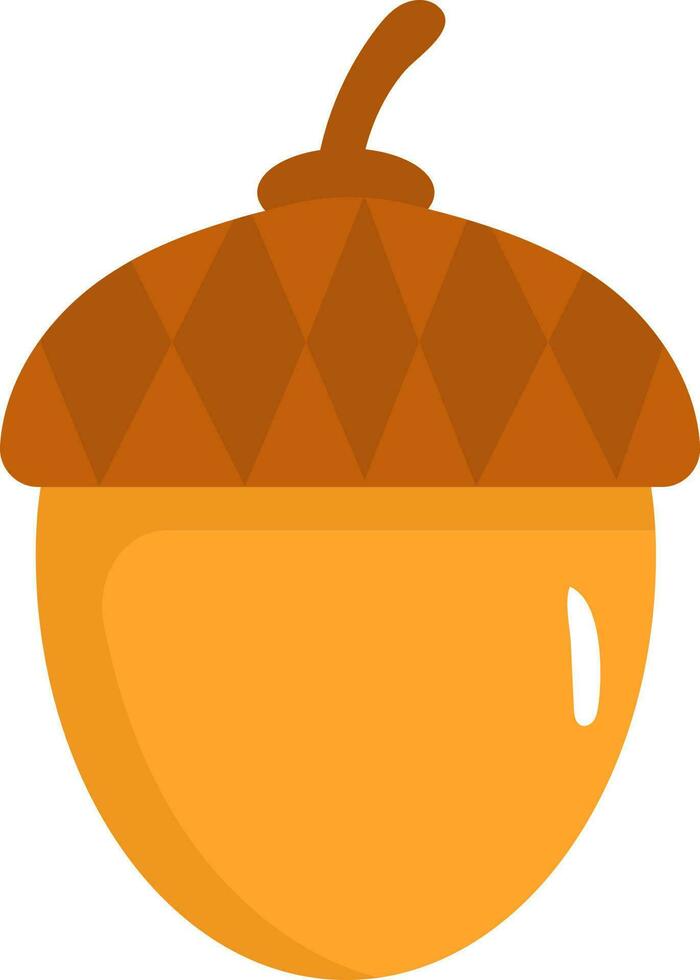 Flat Illustration Of Brown And Orange Acorn Icon. vector