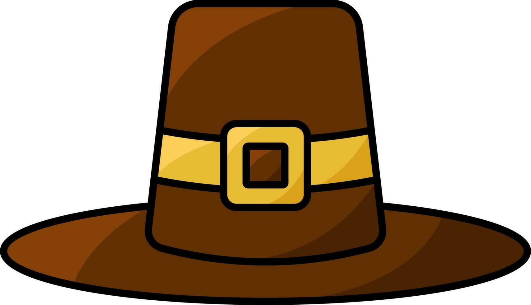 Isolated Pilgrim Hat Flat Icon In Brown And Yellow Color. vector